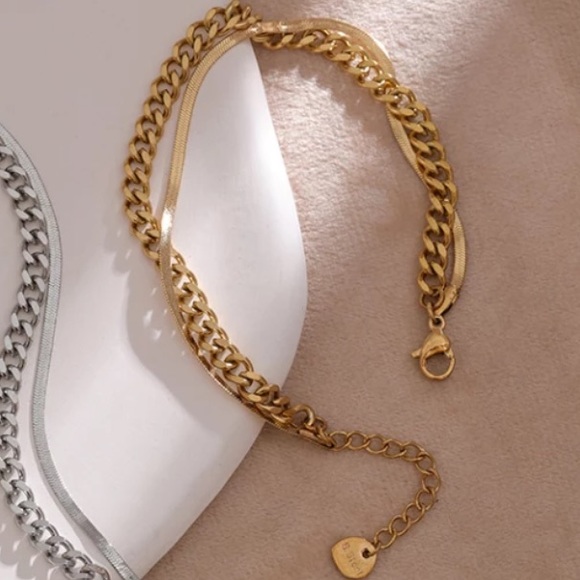 💛Gold plated double layered chain bracelet - Picture 4 of 4